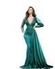 Hunter Green Arabic Prom Sukienki 2023 Dubai Evening Suknie syrena koronkowa cekina muzułmańska formalna sukienka Long Vestidos de Gala