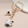 Schattige sleutelhanger kat hart ballon sleutelring email Key Chains vriendschap cadeau voor vrouwen mannen handtas accessorie sleutels diy sieraden