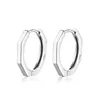 Boucles d'oreilles créoles CF mode 925 argent Sterling géométrique noir pistolet plaqué octogone forme boucle d'oreille créoles Simple boucle d'oreille unisexe