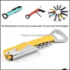 Apribottiglie Apribottiglie color caramella Coltello Mti Funzione Acciaio inossidabile 4 in 1 Cavatappi a doppia testa Cavatappi Manico pieghevole 95Ts G Dhoyk