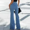 Женские джинсы Стильные кнопки расклешенных брюк