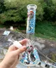 8.5 inch Glass Water Bong Hookahs with Colorful Pattern Thick Smoking Pipes Recycler with Female 18mm Joint