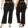 Pantalones estilo XL-4XL Mujeres Plus Tamaño más Sobre Hollow Out Micro-Flare Straight Casual Trompeta cómoda y suave