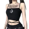 Canotte da donna IMCUTE Gothic Stampa da donna Bretella senza maniche Collo quadrato Slim Crop Top Sexy Halter Bottoming Shirt 2022 Girls Party