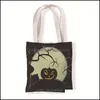 Gift Wrap Gift Wrap Canvas Bag Halloween Printing Single Shoder Hand Carry High Capacity Environment Protection Shop Bags Literature Dh8Zk