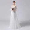 2022 épaule dénudée robe de mariée romantique dos nu mariée applique pelouse a-ligne chérie avec manches détachables LD6077