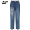 Jeans de mujer PixieKiki Estilo años 90 Patrón de amor Low Rise Baggy Jeans Y2k Ropa vintage Pantalones de mezclilla 2000 Pantalones de pierna ancha estéticos P67-DG63 T220825