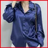 Automne mode bouton Up Satin soie chemise Vintage Blouses décontracté lâche dessus de chemise dame à manches longues femme Blusas