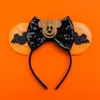 Akcesoria do włosów Halloween uszy myszy z pałąkiem na głowę dziewczyny festiwal cekiny łuk dla kobiet Party Cosplay Hairband prezent dla dzieci dorosłych