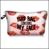 Storage Bags Polyester Lip Digital Printing Handbag Mti Design Womens Makeup Storage Fashion Cosmetic Pouch Toiletry Portable Bag 6Mb Dhy6I