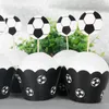 Fournitures de fête 24 pièces Football Football gâteau Cupcake Toppers emballages enfants garçons joyeux anniversaire fête cuisson décoration