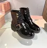 The latest autumn and winter women's high-heeled boots fashion leather elastic Martin boots buckle thick heel toe embroidery ankle luxury walk party box 35-41