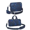 Hommes sac de messager de haute qualité encre bleue aquarelle Trio Grain cuir Keepall sacs à main rétro bandoulière sacs de voyage mode sac à dos