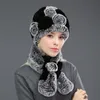 Vinter varm p￤ls hatt halsduk s￤tter kvinnor riktig rex kanin p￤ls beanies cap bl￥ gr￥