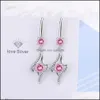 Charm S925 Stamp Sier Plated Earrings Love Heart Charms Zircon Earring Jewelry Blue Pink White Shiny Crystal Hoops Pierc Dhseller2010 DH2UT