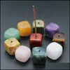 Stone Square Natural Healing Stone Gemstones Incense Stick Base Holder Fragrant Plug Amethyst Clear Quartz Stones Tray D Dhseller2010 Dhr6I