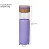 Copos coloridos com alça portátil 500ml 17oz garrafa de água de vidro copos copos com tampas isoladas de bambu e manga protetora de silicone livre de BPA