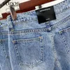 Jeans femininos McEfilee jeans reta Mulheres plus size alta cal￧a de jeans larga perna larga streetwear vintage de comprimento completo 220908