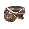 925 Sterling Silver Feather Band Rings Tones اثنين