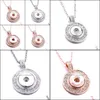 Pendant Necklaces Snap Button Jewelry Rhinestone Sier Rose Gold Round Shape Pendant Fit 18Mm Snaps Buttons Necklace For Dhseller2010 Dhbzn