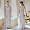 Boho style dos nu dentelle dos nu rétro petite robe de mariée légère traînante LD8018