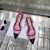 Summer Lady Stliettos Heels Pointed Toe Women Shoe Buckle Sandals Slingback Sandals 7cm Hot 2022 New Pumps