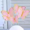 Abastecimento festivo 10pcs Feliz aniversário Borbolefly Cake Topper Cartão de papel Cupcake Baking Decoration for Wedding Party