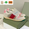 Top Classic Vintage Screener Dirty Leather Web Sneaker Casual Shoes Män kvinnor Beige Ebony Green Rose Pink Violet White Green Red Luxurys