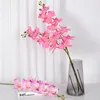 Flores decorativas Pano pegajoso 9 Heads Phalaenopsis Flor Flor Fake European Home Decoration Bouquet Wedding El Tiny