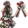 Décoration de fête à la main tissu lin Plaid Bowknot cadeaux boîte arcs arbre de Noël arcs décorations de Noël pour la maison année cadeaux décor # t2p 220908
