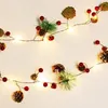 Cuerdas Guirnalda de Navidad Decoración Led Alambre de cobre Cadena de luz Fruta Pino Cono Aguja Festival Lámpara de jardín Instalar en cualquier lugar