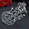 Bröllopshårsmycken A253 Zirkon Bröllop Bannband för kvinnor Tiaras Luxury Bridal Leaf Headpiece Designer Hairband Princess Födelsedagshuvud T220907