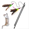 Toys de gato Kapmore 1pc Feather Toy Plástico Plástico Artificial Teaser Colorido Varda de Pet Supplies Favors Random Color