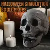 Party-Dekoration, Halloween-Horror-Schädel, Party, Heimdekoration, Requisiten, Simulations-Schädel-Requisiten, Horror-Keramik-Ornamente, Holz, Kamin, brennend, 220908