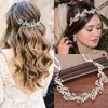 Wedding Hair Jewelry Gold Silver Color Wedding Leaf Hair Vine Bridal Headpiece Headband Pearl Crystal Vine Wedding Ribbon Headband for Women and Girl T220907