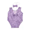 Set di abbigliamento Punzioni pografiche per bambini senza schienale a pizzo bowknot cavo outfit da ragazze nato