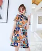 Roupas étnicas Mulheres Cheongsam chinês tradicional de desenho animado estampado harajuku estilo meninas mini vestidos roupas casuais qipao