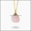 Подвесные ожерелья натуральное геометрическое каменное подвесное ожерелье для женщин Черные турмалиновые агаты Quartz Золотая цветовая цепь DHSeller2010 DH9O4