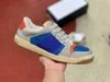 2022 Designer Screener Shoes Fashion Dirty Sneakers Men Women Canvas Trainers Lage Top Leather Sneaker Classic Blue Red Stripe Rubber Shoe