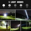 Hoge krachtige XHP120 LED -zaklamp Super Bright Zoomable Tactical Flashlight 18650 of 26650 Batterij USB Oplaadbare zaklamp J220713