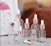 5-100ML Tubes Transparent Bottles Dropper Glass Aromatherapy Liquid for Essential Massage Oil Pipette Refillable Bottles Rose Gold Cover