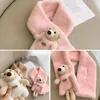 Cartoon Bear Plush Kids Scarf Cross Collar Boys Girls Scarf Imitation Rabbit Fur Winter Warm Children Scarves Gift