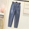 Jeans da donna Donna Lettera Ricamo Vintage Cargo Streetwear Vita alta Jeans a gamba dritta Jeans da donna coreani Pantaloni larghi in denim Capris 220908