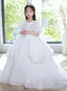 Robe de fille de fleur blanche pour les filles de mariage Pageant Première robe de balle Sainte Communion Robe de bal Princesse Portez 403