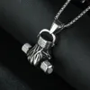 Pendant Necklaces Personality Creative Titanium Steel Necklace Does Not Fade Fitness Fist Dumbbell Sports Punk Hip Hop Power Jewel265e