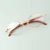 XL Diamond designer solglasögonbågar 7550178 retro rund båge med träben och klar lins