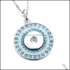 Pendant Necklaces Fahion Sier Snap Button Charms Jewelry Zircon Round Shape Pendant Fit 18Mm Snaps Buttons Necklace For Dhseller2010 Dhtl1