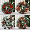 Faux Floral Greenery Artificial Christmas Wreathflake Snowflake colorido lindo parede da parede da porta da porta para a porta da frente Rattan Circle Doll Party Decor 220908