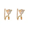 Boucles d'oreilles ￩talon 2022 Arriv￩e cor￩enne Temp￩rament frais Zircon Tulip Double couche pour femmes Gifts de bijoux en m￩tal mode