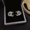 Boucles d'oreilles en diamant complètes pour femmes designers lettres doubles boucles d'oreille de luxe Jewerlry